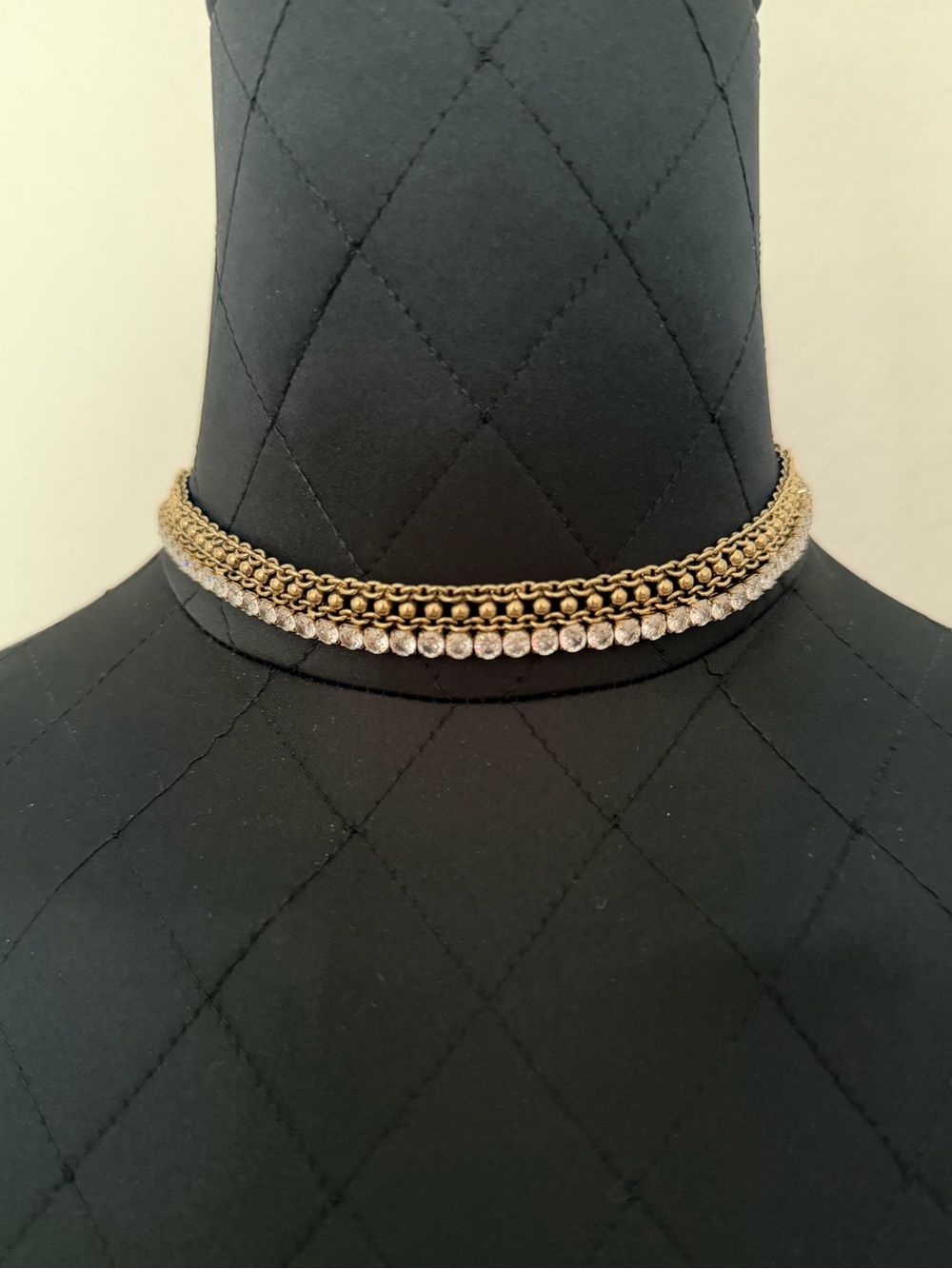 Gold Chain and Crystal Choker Necklace - Women Jewelry